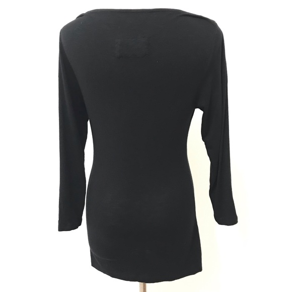 Anthropologie Black Top S Blouse Stretch Sleeve To - Picture 3 of 3